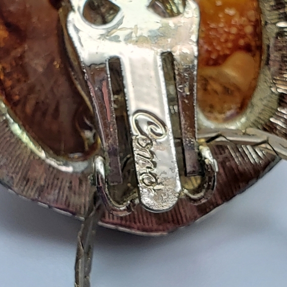 Vintage‎ coro Amber volcanic repurposed earring pendant necklace N2506 - Picture 4 of 5